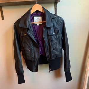 Faux leather bomber jacket